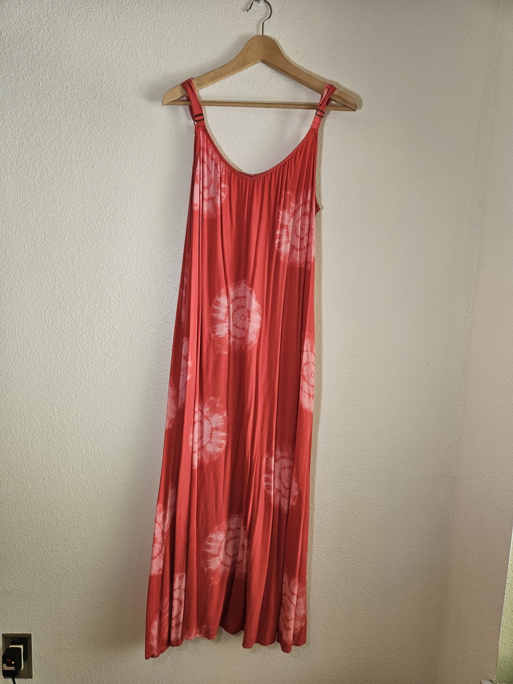 Knox Rose Red Tie-Dye Maxi Dress White Accents Sleeveless